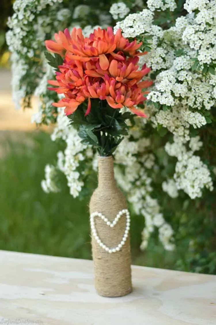 rustic wedding craft diy rope vase