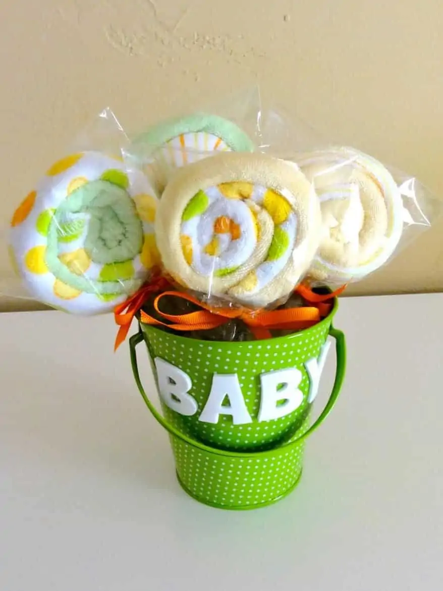 DIY baby washcloth lollipops