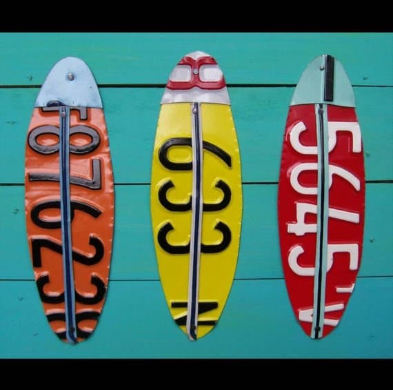 recycled license plate surfboards