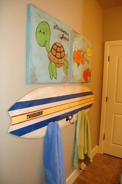 surfboard decoration towel rack