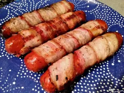 bacon wrapped sausage mummies halloween recipe