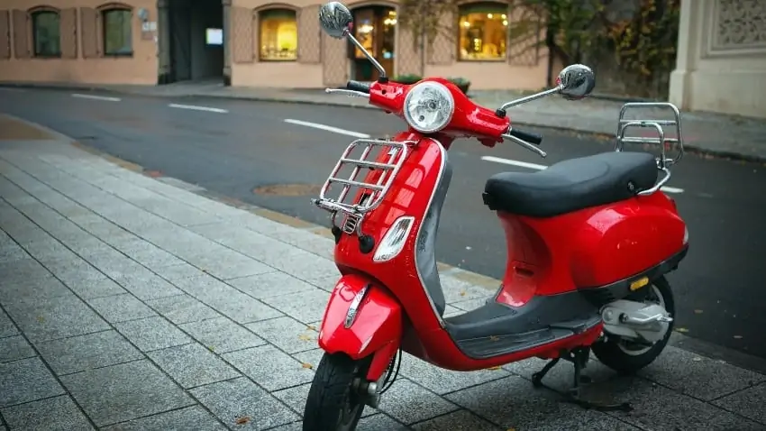 red vespa scooter