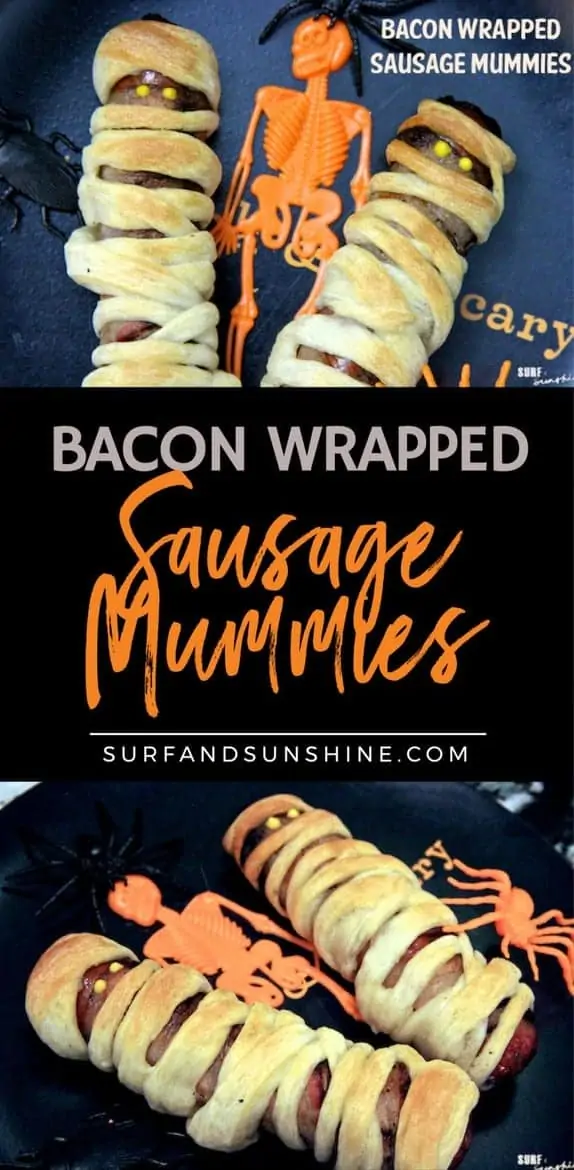 halloween recipe bacon wrapped sausage mummies