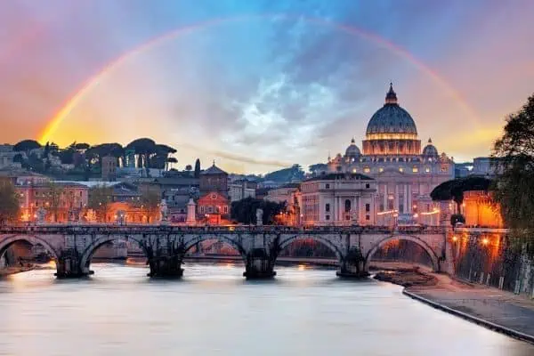 The Vatican with a rainbow
