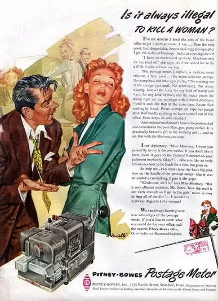 pitney bowes vintage ad is it always illegal to kill a woman