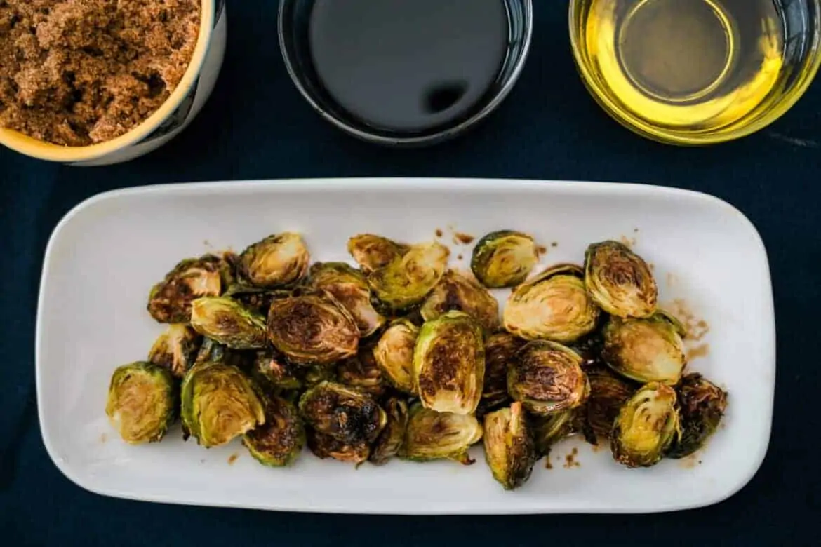 plate of Balsamic Glazed Brussels Sprouts Recipe