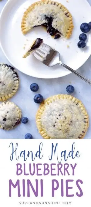 hand made blueberry mini pies recipe PIN -  - Hand Made Blueberry Mini Pies Recipe