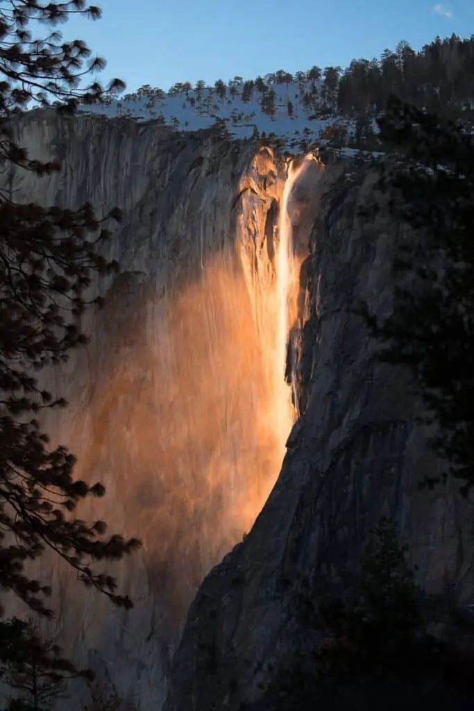 Yosemite National Park Horsetail Fall sunset