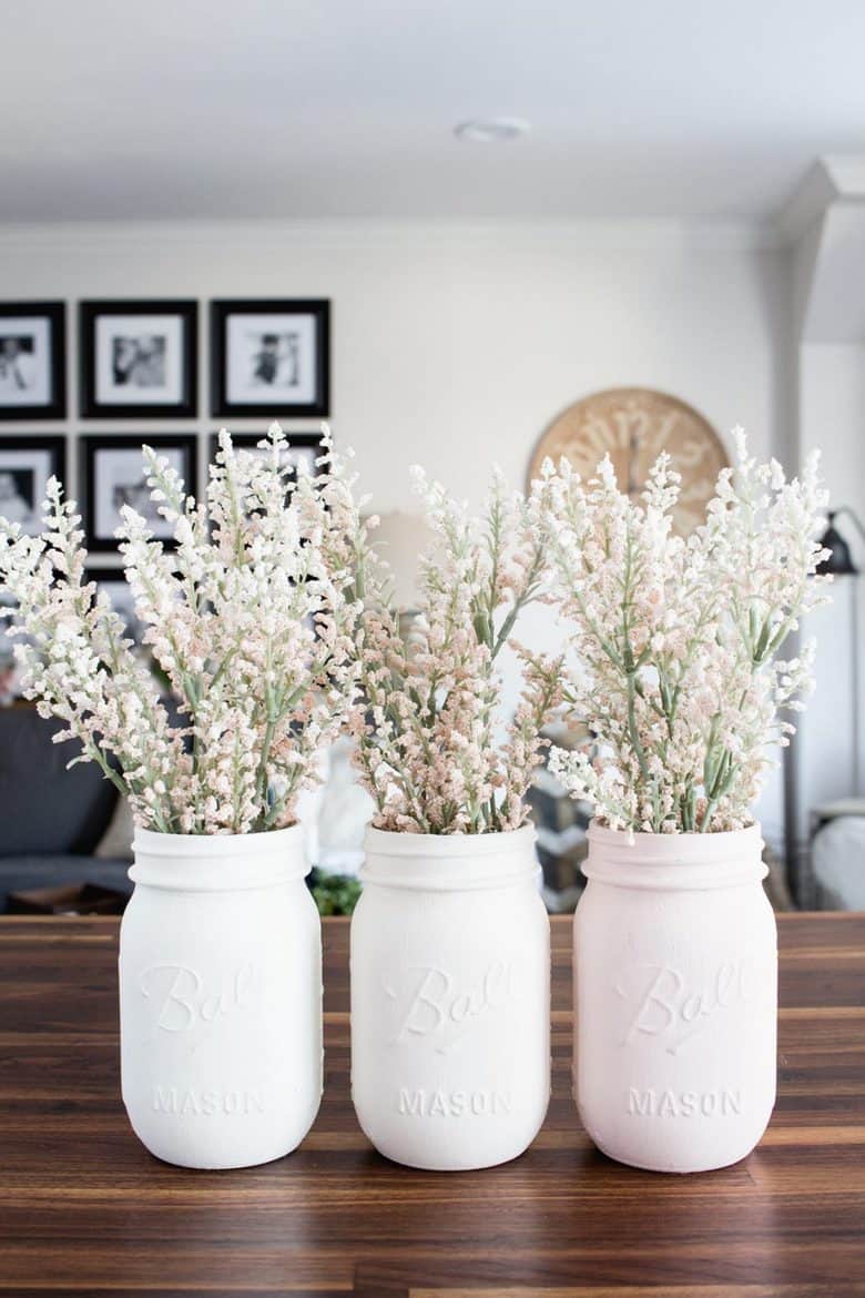Ombre Blush Pastel Painted Mason Jar Vases