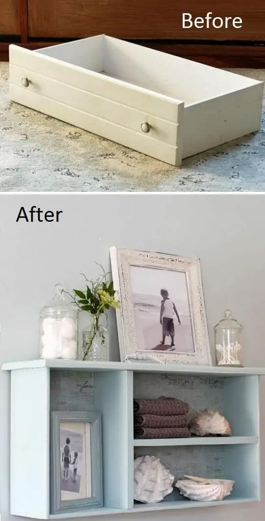 turn a drawer into a wall shelf