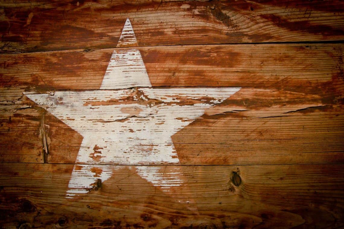 white star on wood texas