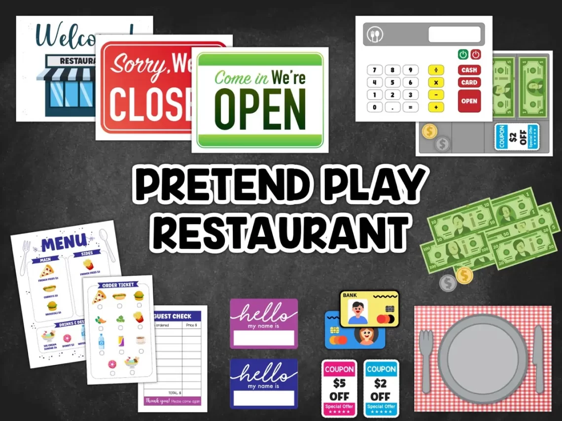 Pretend Play Restaurant Set Large -  - Non-Electronic Toys to Help Moms Survive the Winter