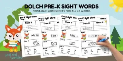 dolch sight words printable worksheets