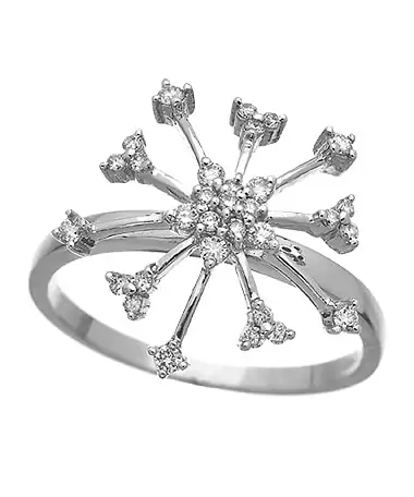 18k White Gold Diamond Snowflake Ring, .26ct – $616