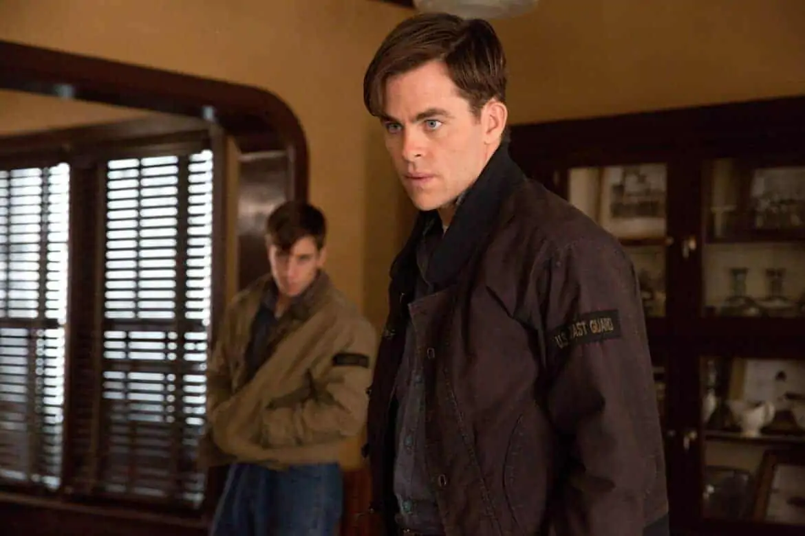 Chris PIne is Bernie Webber and Beau Knapp is Mel Gouthro in Disney's THE FINEST HOURS, a heroic action-thirller based on the extraordinary true story of the most daring rescue in the history of the Coast Guard.